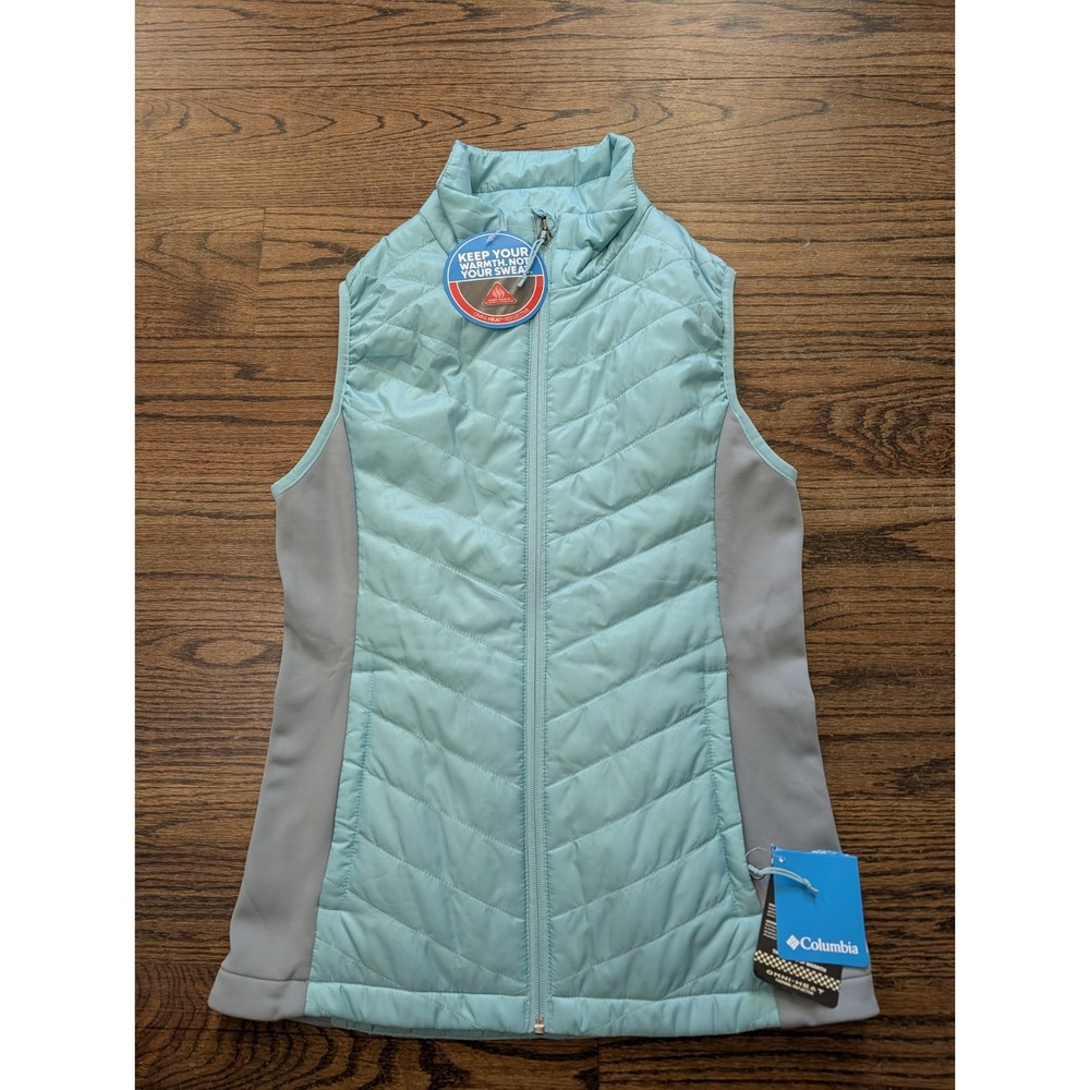 NWT Columbia Omni-Heat Thermal Vest Women's  S Light Blue Full Zip Stretch Sides